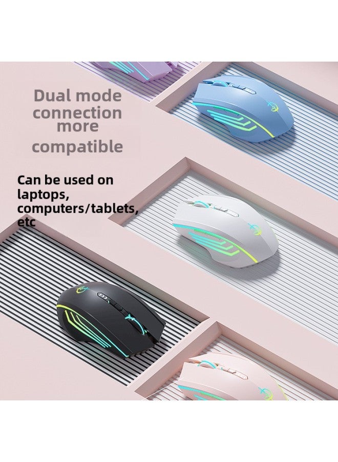 Bluetooth Wireless Mouse Silent Silent Rechargeable Gaming E-Competition Male And Female Desktop Laptop Universal-Specifications:Ultimate 7-key-dual Mode-2400dpi-rgb Light + One-click Return To Desktop-snow White-official Standard - Image 2